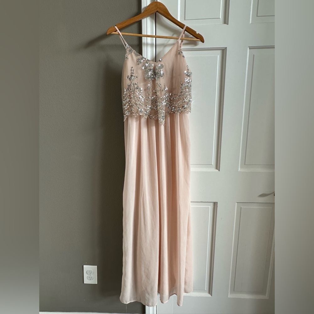 Elegant Pink Gown with Silver Sequins